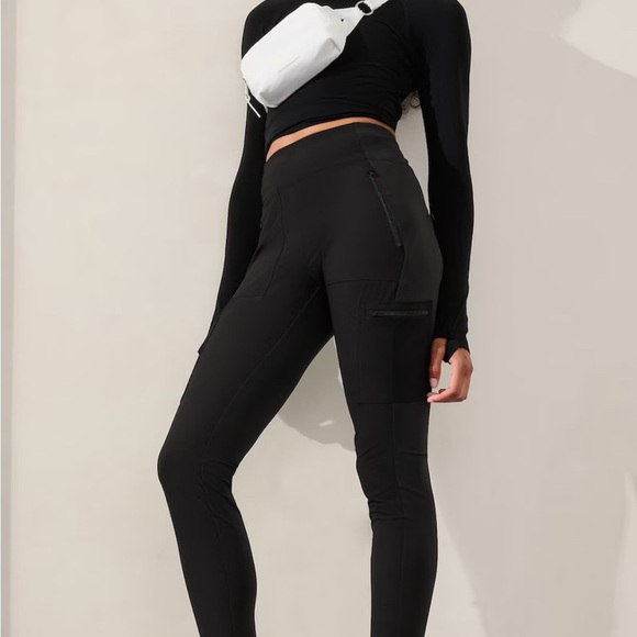 Athleta Headlands Hybrid High Rise Women’s Black Activewear Cargo Pants Size 2 - Picture 2 of 13